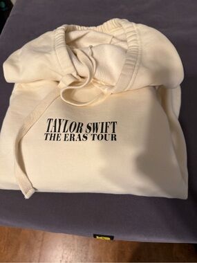 Taylor Swift Cream Hoodie with Black Tour Logo